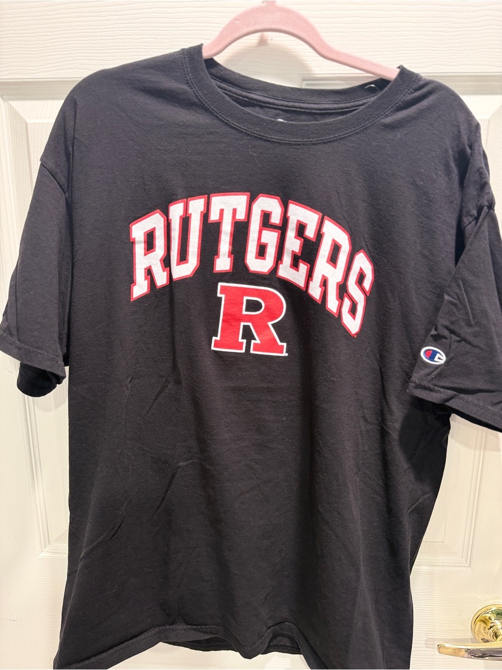 Champion Rutgers University Scarlet Knights Black Arched Logo T-Shirt Size XL - Picture 3 of 6